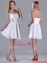 New Style Elegant Empire Strapless Beaded White Dama Dress in Chiffon THPD202FOR
