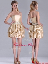 New Style Strapless Beaded and Bubble Short Dama Dress in Champagne THPD166FOR