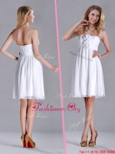 New Style White Strapless Short Dama Dress with Hand Made Flowers THPD091FOR