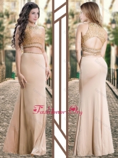 Two Piece Scoop Chiffon Champagne Dama Dress with Beading PME1876FOR