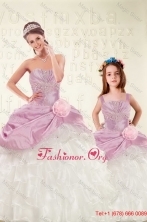 2015 Appliques and Ruffles Lilac Macthing Sister Dresses with Hand Made Flowers XFNAO5827-LGFOR