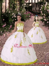 2015 Custom Made White and Yellow Green Princesita Dress with Appliques PDZY569-LG-10FOR