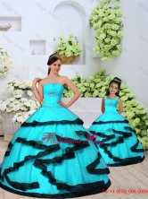 2015 Fashionable Aqua Blue Macthing Sister Dresses  with Beading and Ruching QDZY391-LG-3FOR