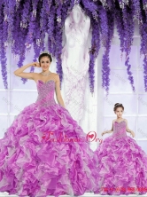 2015 Fashionable Organza Beading and Ruffles Princesita with Quinceanera Dresses in Fuchsia ZY791-LG-6FOR