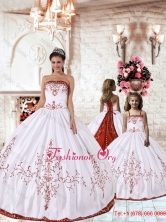 2015 Fashionable Red Embroidery White Princesita with Quinceanera Dresses PDZY535-LG-7FOR