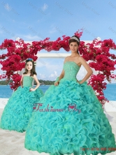 2015 Luxurious Turquoise Princesita with Quinceanera Dresses with Beading and Ruffles QDZY257-LG-8FOR