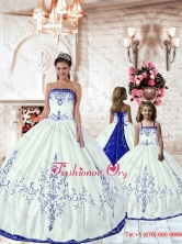 2015 Luxurious White Macthing Sister Dresseswith Blue Embroidery PDZY535-LG-6FOR