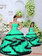 2015 Modest Beading and Ruching Macthing Sister Dresses in Turquoise QDZY391-LG-2FOR