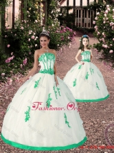 2015 Most Popular Appliques White and Green Macthing Sister Dresses PDZY569-LG-12FOR