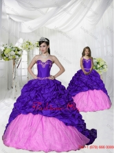 2015 New Arrival Appliques and Pick-ups Brush Train Purple Princesita with Quinceanera Dresses ZY775-LG-5FOR