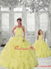 2015 New Style Light Yellow Macthing Sister Dresses with Beading and Ruching PDZY724-LG-4FOR