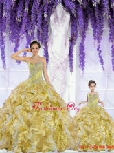 2015 Popular Organza Beading and Ruffles Gold Princesita with Quinceanera Dresses ZY791-LG-5FOR