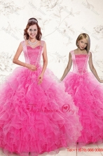 2015 Pretty Straps Hot Pink Princesita with Quinceanera Dresses with Beading XFNAOA46-LGFOR