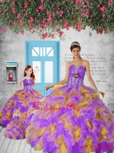 2015 Remarkable Appliques and Ruffles Colorful Macthing Sister Dresses QDZY464-LG-4FOR
