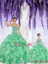 2015 Spring Hot Sales Beading and Ruffles Green Princesita with Quinceanera Dresses ZY791-LG-7FOR