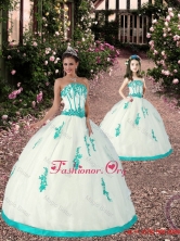 2015 Spring Satin and Organza Appliques Princesita with Quinceanera Dresses in White and Aqua Blue PDZY569-LG-13FOR