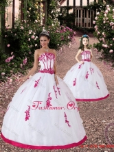 2015 Unique Satin and Organza Appliques White and Hot Pink Princesita with Quinceanera Dresses PDZY569-LG-8FOR