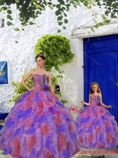 2015 Wonderful Multi-color Macthing Sister Dresses with Beading and Ruffles QDZY453-LG-9FOR
