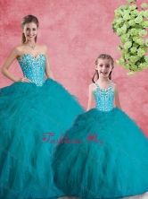 2016 Sweet Ball Gowns Teal Macthing Sister Dresses with Beading and Ruffles  SJQDDT98002-LGFOR
