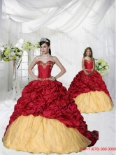 Appliques and Pick-ups Brush Train Princesita with Quinceanera Dresses in Wine Red ZY775-LGFOR