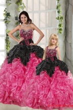 Ball Gown Beading and Ruffles 2015 Princesita with Quinceanera Dressesin Rose Pink and Black XFNAOA16-LGFOR