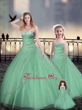 Beaded and Applique Apple Green Macthing Sister Dresses in Tulle XFQD963-13-LGFOR