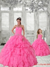 Beading Strapless Hot Pink PrincesitaMacthing Sister Dress with Ruffles and Ruching PDZY724-LGFOR