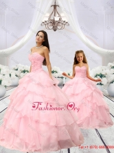 Beading and Hand Made Flower Macthing Sister Dresses in Baby Pink with Ruching MLXN911415-LGFOR
