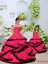Beading and Ruching Organza Red  Macthing Sister Dresses  with Layers  QDZY391-LGFOR