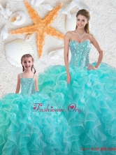 Beautiful Aqua Blue Quinceanera Macthing Sister Dresses with Beading and Ruffles QDDTA75002-LGFOR
