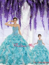 Beautiful Organza Beading and Ruffles Princesita with Quinceanera Dresses in Aqua Blue ZY791-LG-2FOR