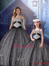 Classical Ball Gown Sweetheart Appliques Princesita Quinceanera Dresses in Black QDZY231FXA-LGFOR