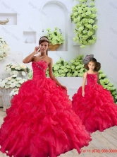 Coral Red Sweetheart Ruffles Organza Princesita with Quinceanera Dresses with Beading QDZY034-2-LGFOR