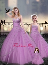 Custom Made Beaded and Applique Macthing Sister Dresses in Lilac XFQD963-10-LGFOR