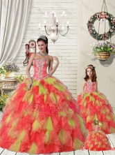 Custom Made Organza Beading and Ruffles Princesita with Quinceanera Dresses in Yellow Green QDZY034-2-LG-11FOR