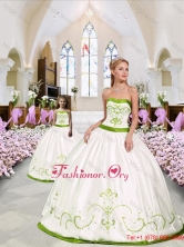 Custom Made White and Green Macthing Sister Dresses  with Embroidery for 2015 QDZY376-LG-8FOR