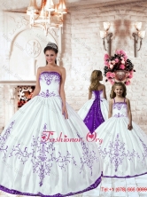 Customize Purple Embroidery White Princesita with Quinceanera Dresses for 2015 PDZY535-LG-9FOR