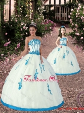 Exquisite Appliques White and Teal  Princesita with Quinceanera Dresses for 2015 PDZY569-LG-2FOR