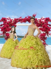 Exquisite Beading and Ruffles Yellow Green Princesita with Quinceanera Dresses QDZY257-LG-4FOR