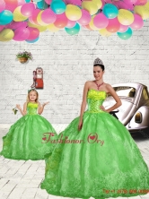 Fashionable Green Macthing Sister Dresses  with Beading and Embroidery for 2015 QDZY429-LG-6FOR