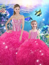 Lovely Ball Gown Macthing Sister Dresses with Beading and Ruffles for 2016 QDDTA76002-LGFOR