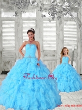 Luxurious Beading and Ruching Macthing Sister Dresses in Aqua Blue for 2015 PDZY724-LG-2FOR