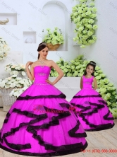 Luxurious Beading and Ruching Organza Fuchsia Macthing Sister Dresses QDZY391-LG-6FOR