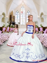 Luxurious Embroidery White and Royal Blue Macthing Sister Dresses  for 2015 QDZY376-LG-12FOR