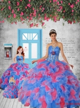 Most Popular Blue and Red Macthing Sister Dresses with Appliques and Ruffles for 2015 QDZY464-LG-2FOR