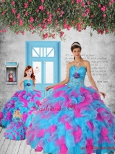 Multi-color Appliques and Ruffles  Macthing Sister Dresses for 2014 Party QDZY464-LGFOR