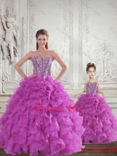 New Arrival Fuchsia Princesita with Macthing Sister Dresses with Beading and Ruffles LFY091906-LG-8FOR