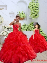 New Arrival Organza Coral Red Princesita with Quinceanera Dresses with Beading and Ruffles for 2015 QDZY034-2-LG-4FOR