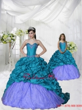 New Style Appliques Brush Train Blue and Purple Princesita with Quinceanera Dresses ZY775-LG-2FOR