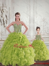 New Style Beading and Ruffles Princesita with Quinceanera Dresses in Yellow Green LFY091906-LG-2FOR